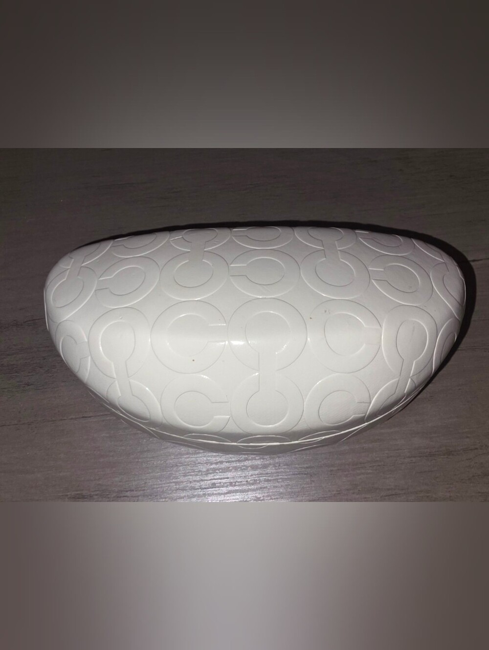 New COACH Large Sunglass Eye Glass Clam Shell Case White CASE ONLY